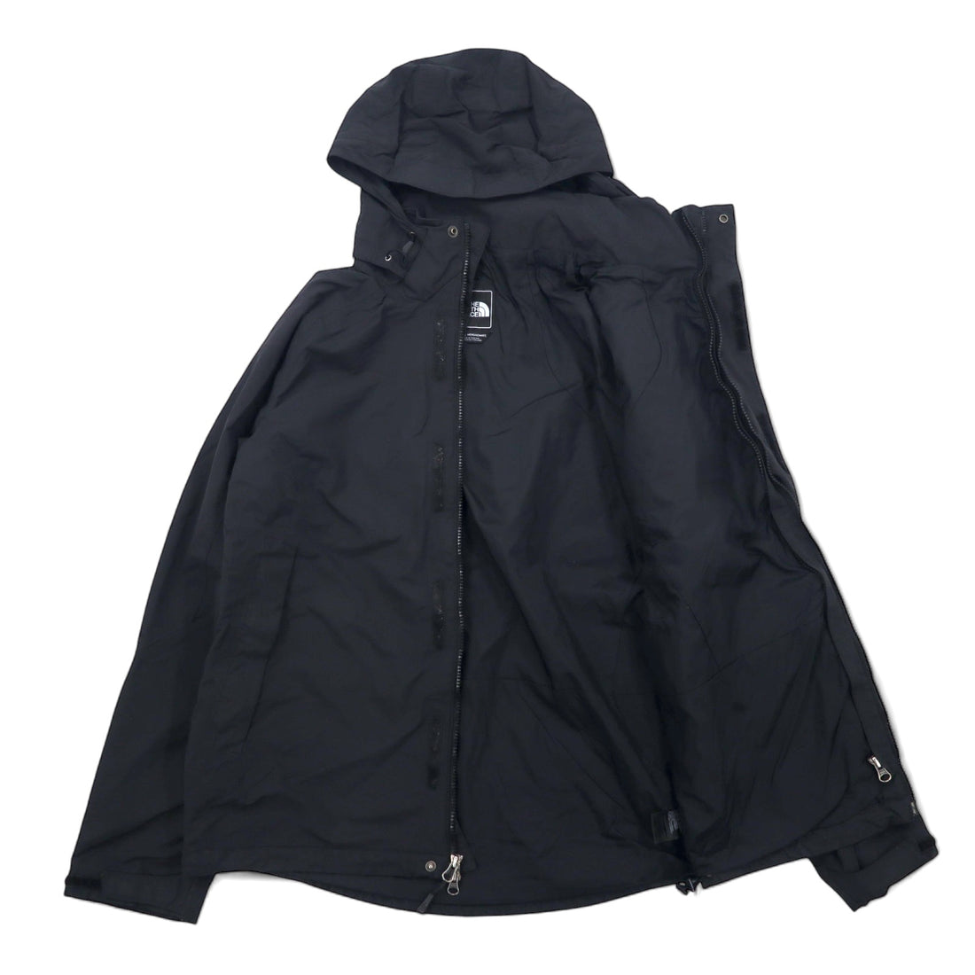 THE NORTH FACE Mountain Parka M Black Nylon HYVENT Water repellent Breathable Zip-in-zip US standard