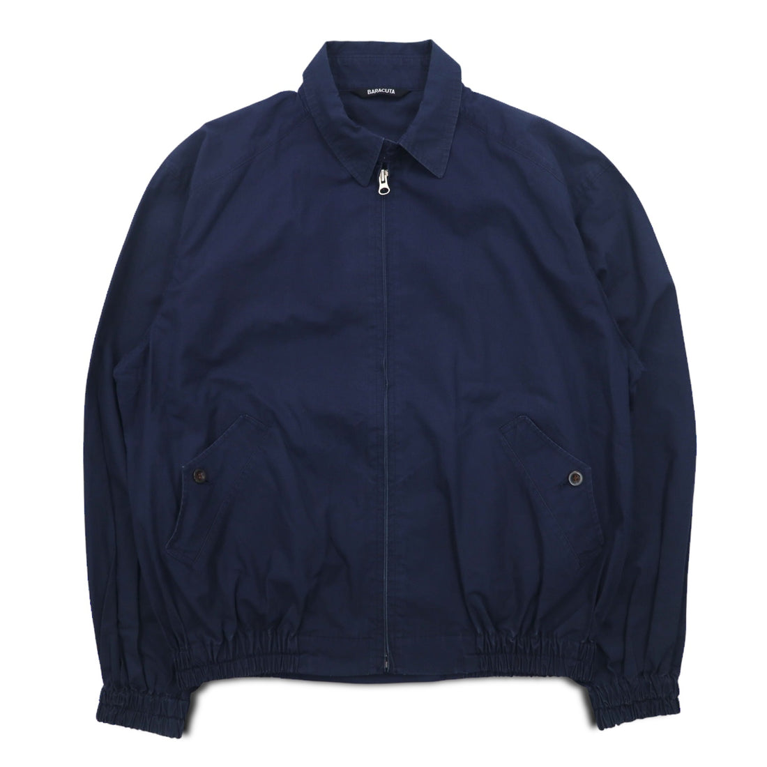 BARACUTA G9 Harrington Jacket, Detachable Hood, Swing Top, Medium, Navy