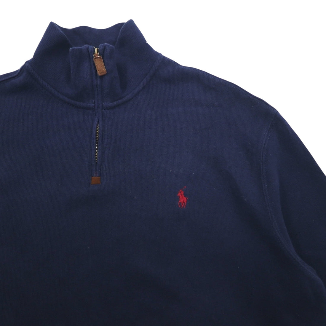 POLO RALPH LAUREN Half-Zip Sweatshirt L Navy Cotton Small Pony Embroidery