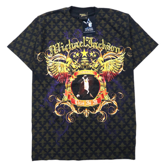 日本然リトテ-古着オンライン-Michael Jackson マイケルジャクソン Tシャツ S ブラック 総柄 THIS IS IT コットン 未使用品-MICHAEL JACKSON Michael Jackson T-Shirt S Black Patterned this is IT Cotton UNUSED