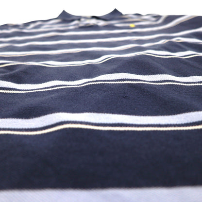 Polo by Ralph Lauren 90s Striped Polo Shirt, Size 2XL, Navy Blue Cotton, Pique with Small Pony Embroidery