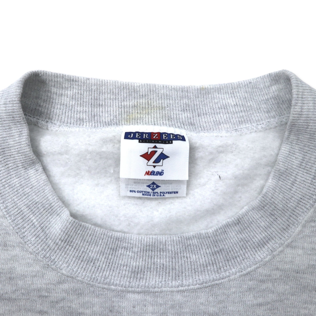 JERZEES Made in USA 90's ARTWEAR Print Sweatshirt 2X Gray Cotton Brushed Back Big Size