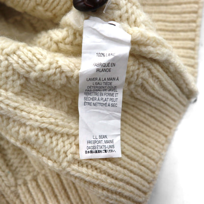 LLBean Fisherman Aran Knit Cardigan, XL, Off-White Wool, 296681, Made in Ireland