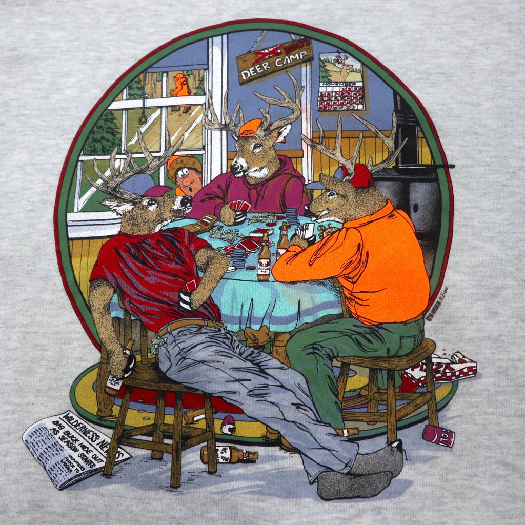 JERZEES Made in USA 90's ARTWEAR Print Sweatshirt 2X Gray Cotton Brushed Back Big Size