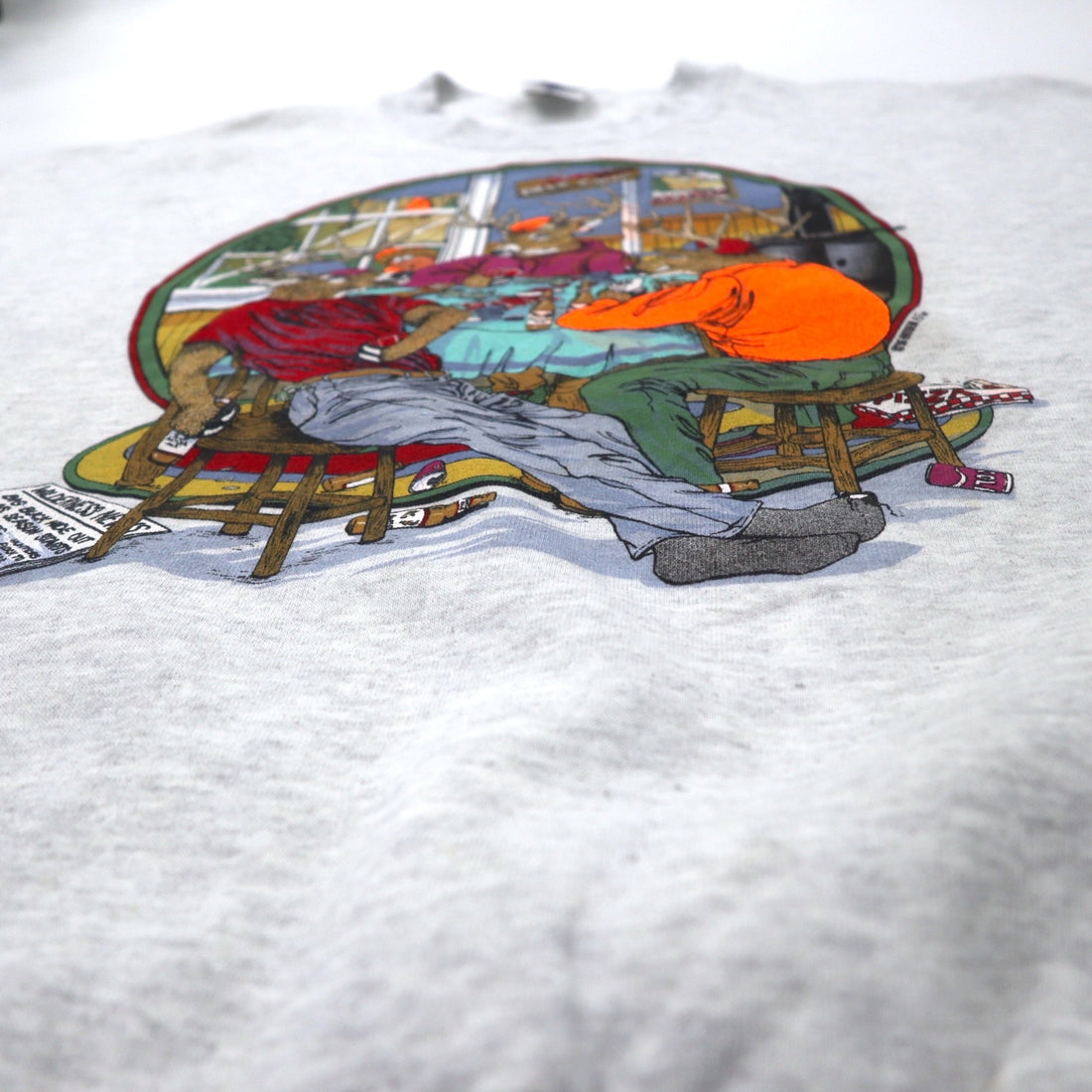 JERZEES Made in USA 90's ARTWEAR Print Sweatshirt 2X Gray Cotton Brushed Back Big Size