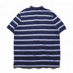 Polo by Ralph Lauren 90s Striped Polo Shirt, Size 2XL, Navy Blue Cotton, Pique with Small Pony Embroidery