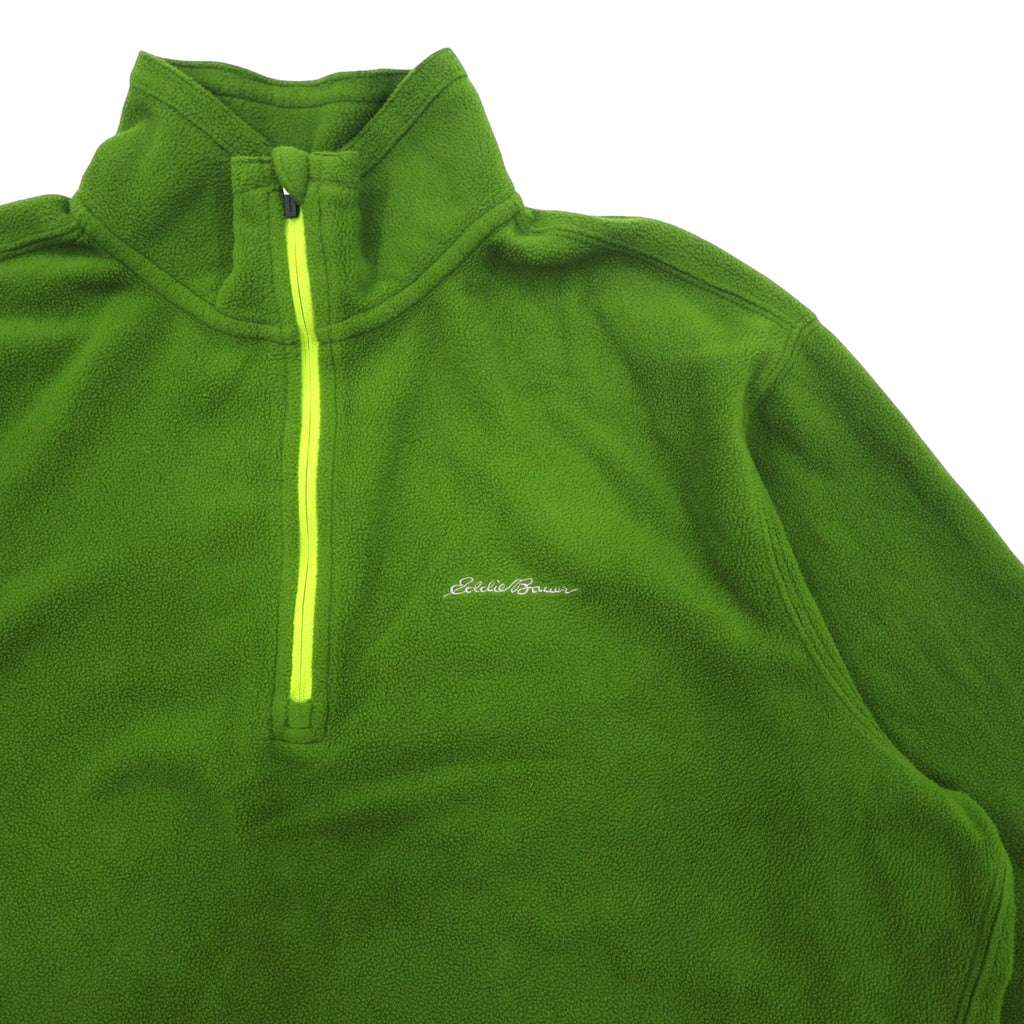 Eddie Bauer Half-Zip Fleece Jacket L Green Polyester POLARTEC One Point Logo Embroidery