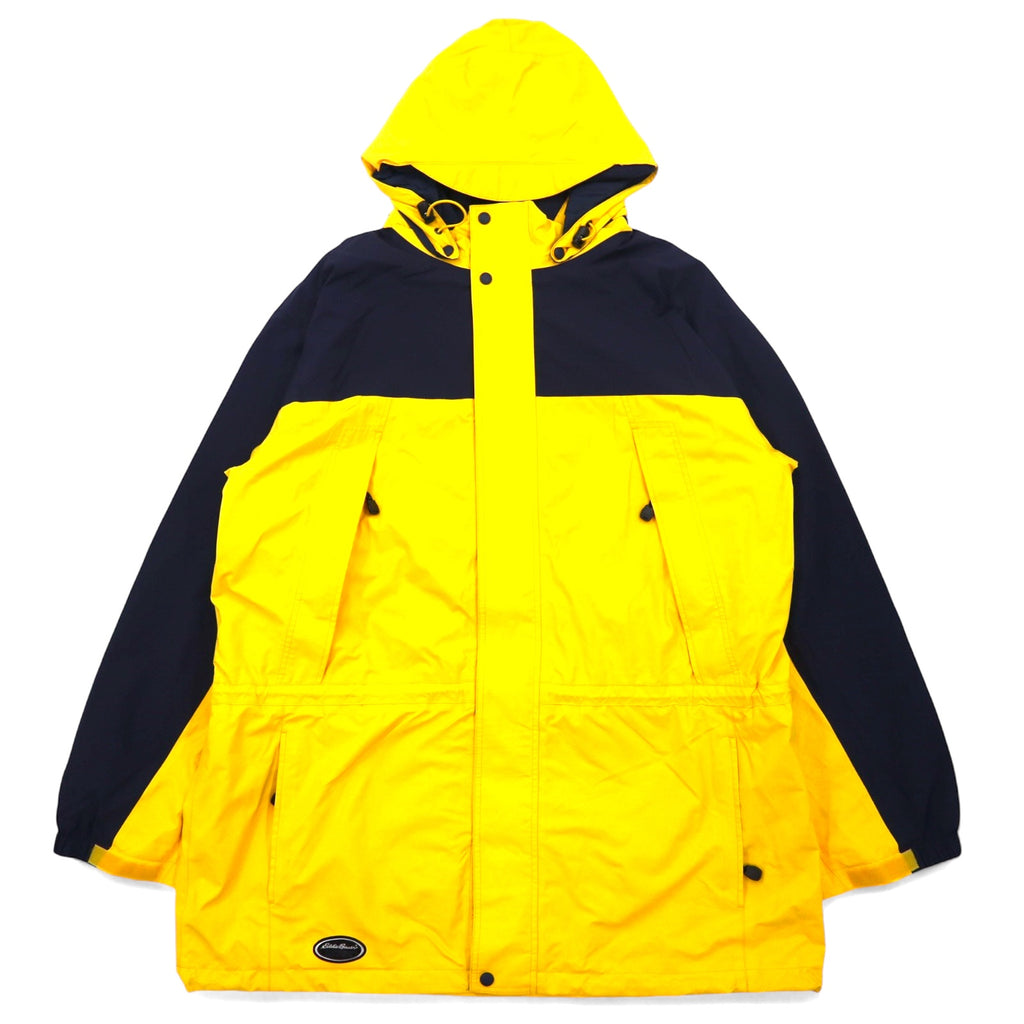 日本然リトテ-古着オンライン-Eddie Bauer EBTEK 90年代 ゴアテックス セーリングジャケット マウンテンパーカー XXL イエロー ナイロン ドローコード フード着脱式-Eddie Bauer EBTEK 90's Gore-Tex Sailing Jacket Mountain Hoodie XXL Yellow Nylon Drawcord Hoodie detachable