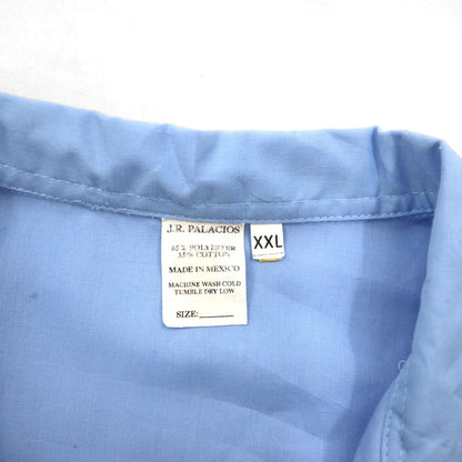 J.R.PALACIOS 80年代 オープンカラー キューバシャツ 開襟 ボックスシャツ 2XL ブルー ポリエステル コットン