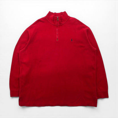 Polo Ralph Lauren 90年代 ハーフジップ スウェット トレーナー 2XL レッド スモールポニー刺繡 ビッグサイズ