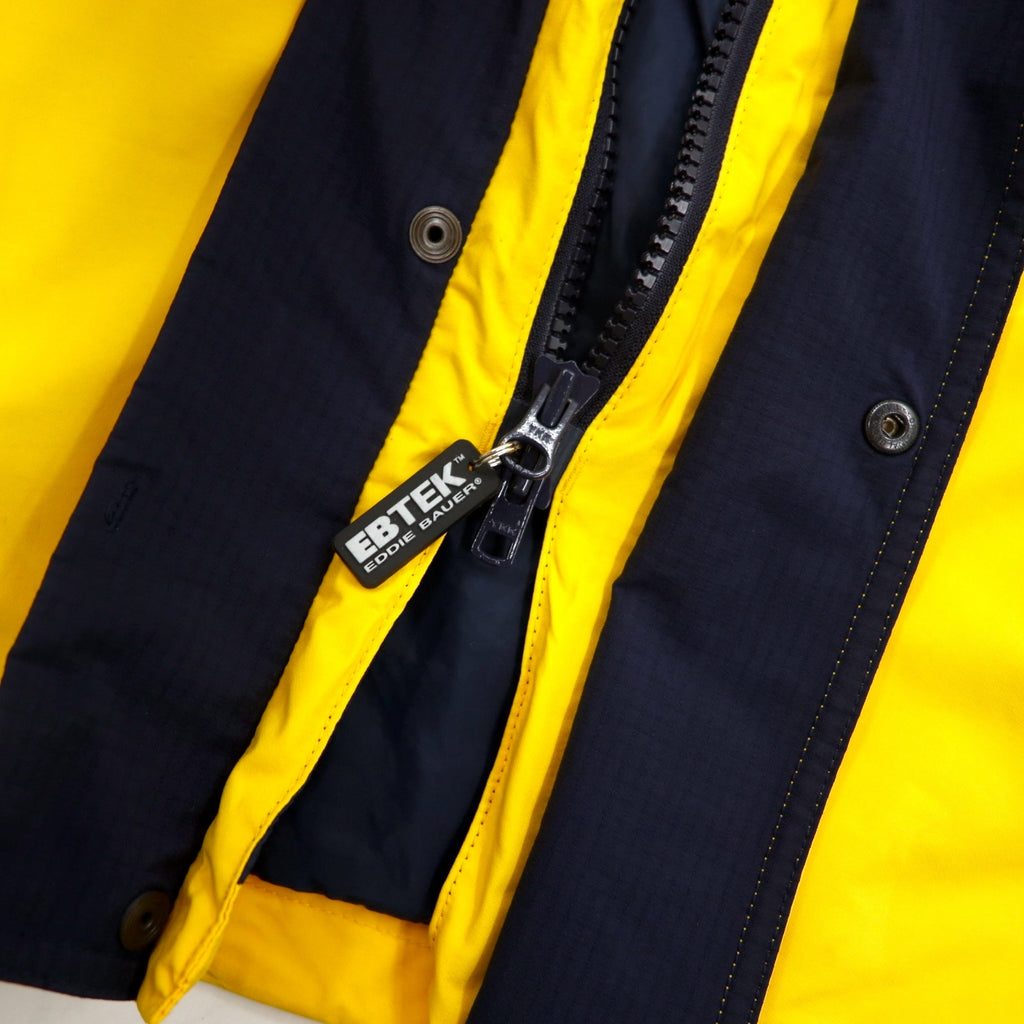 Eddie Bauer EBTEK 90年代 ゴアテックス セーリングジャケット マウンテンパーカー XXL イエロー ナイロン ドローコード フード着脱式