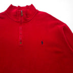 Polo Ralph Lauren 90s Half-Zip Sweatshirt, Size 2XL, Red, Small Pony Embroidery