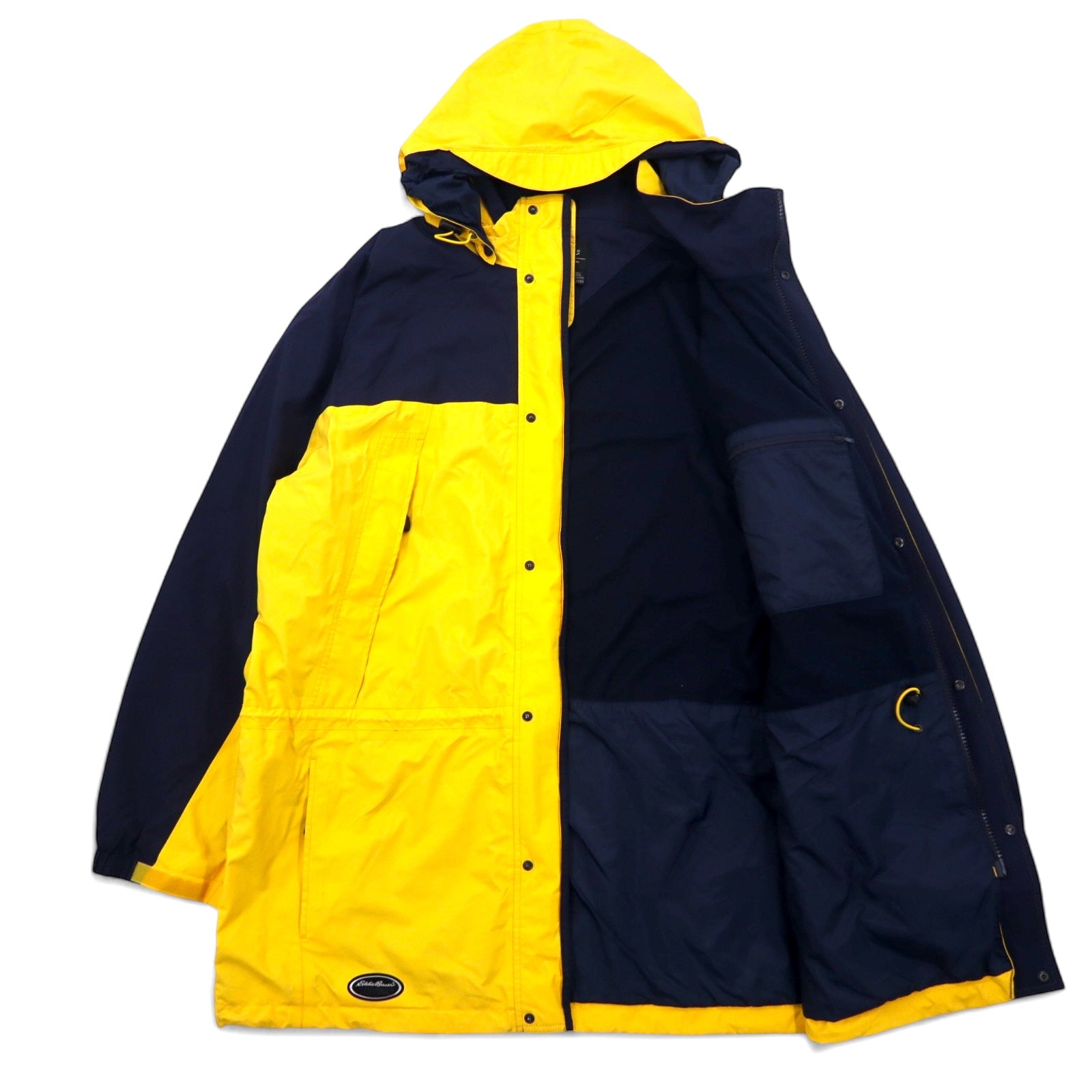 Eddie Bauer EBTEK 90年代 ゴアテックス セーリングジャケット マウンテンパーカー XXL イエロー ナイロン ドローコード フード着脱式