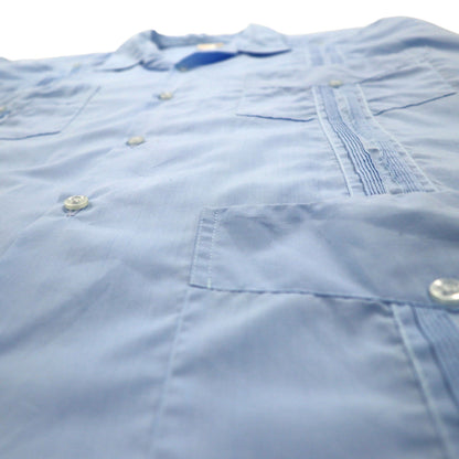 J.R.PALACIOS 80年代 オープンカラー キューバシャツ 開襟 ボックスシャツ 2XL ブルー ポリエステル コットン