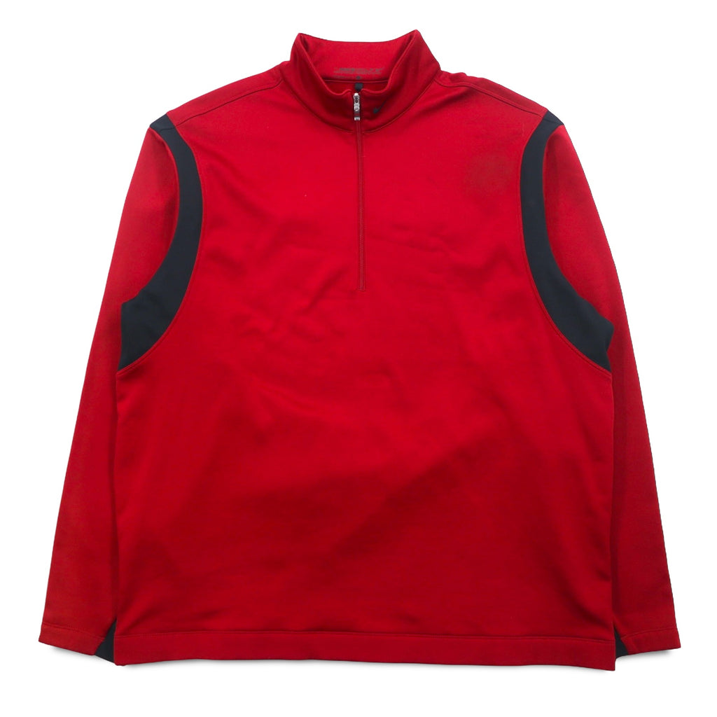 NIKE GOLF Half Zip Track Jacket Jersey L Red 1/4 Zip Therma-Fit Pullover Fleece Jacket 381259-651