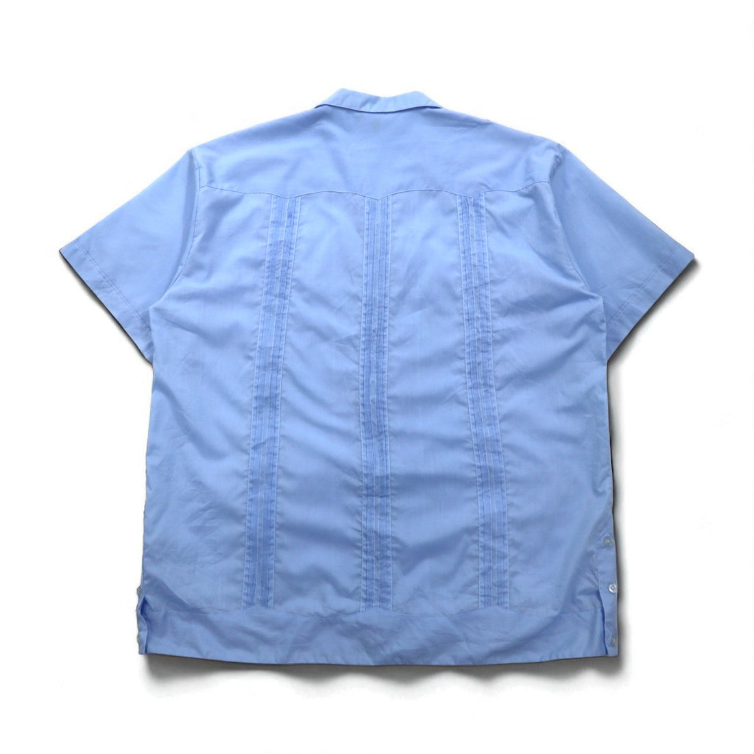 JRPALACIOS 80s Open Collar Cuban Shirt, Boxy Shirt, Size 2XL, Blue, Polyester and Cotton