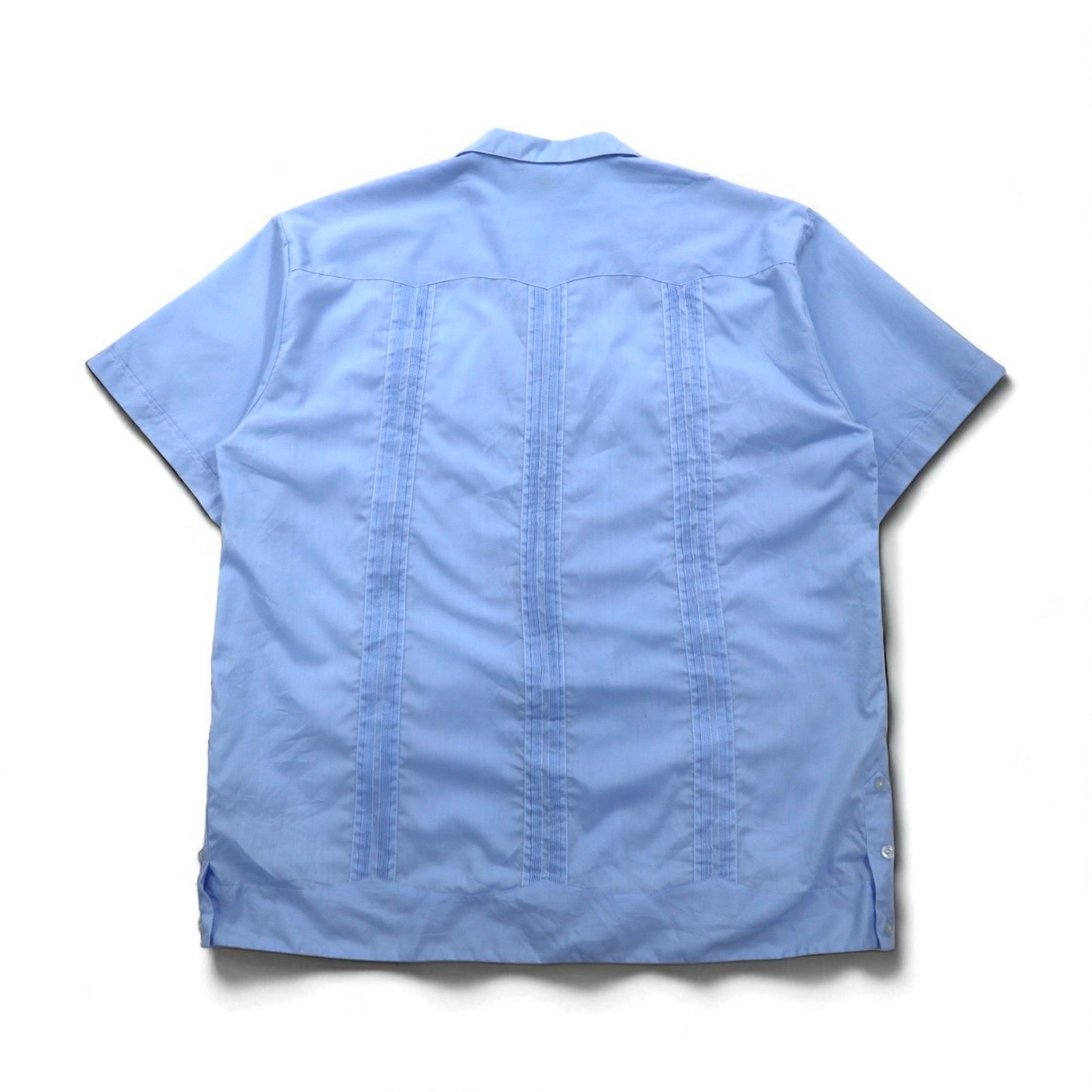 J.R.PALACIOS 80年代 オープンカラー キューバシャツ 開襟 ボックスシャツ 2XL ブルー ポリエステル コットン