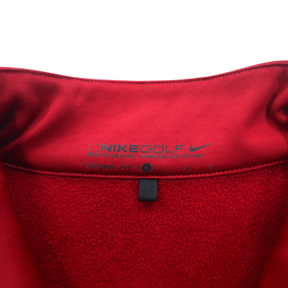 NIKE GOLF Half Zip Track Jacket Jersey L Red 1/4 Zip Therma-Fit Pullover Fleece Jacket 381259-651