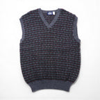 Woolrich 80年代 イギリス製 Vネック ワイド ニット ベスト XL グレー ウール