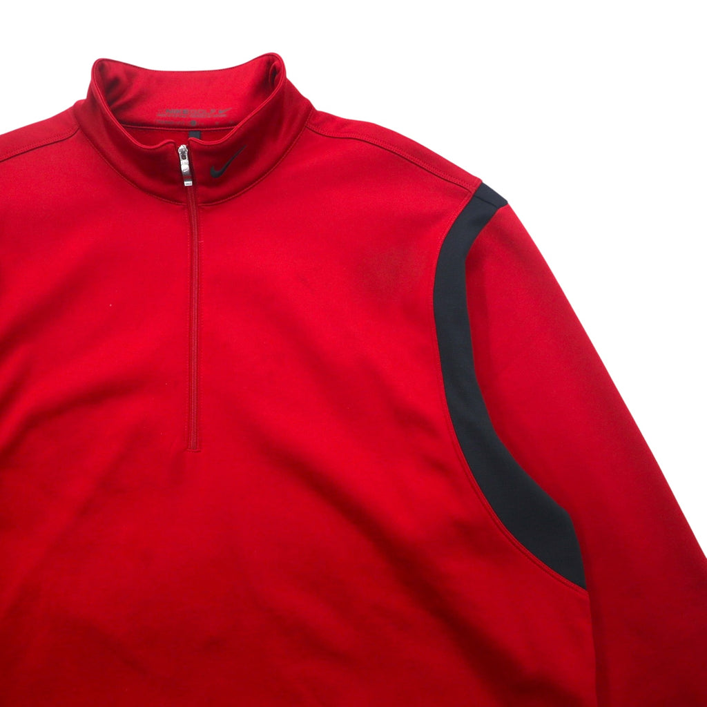 NIKE GOLF Half Zip Track Jacket Jersey L Red 1/4 Zip Therma-Fit Pullover Fleece Jacket 381259-651