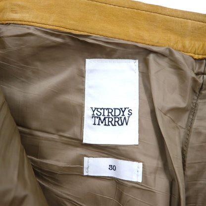 YSTRDY's TMRRW スエード パンツ SLIM LEG RUNAWAY SUEDE PANTS M イエロー ベージュ 牛革 ジップ スリット 日本製