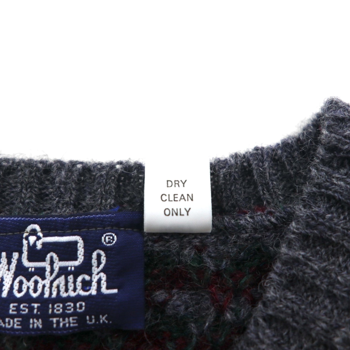 Woolrich 1980s British-made V-neck wide knit vest, size XL, grey wool