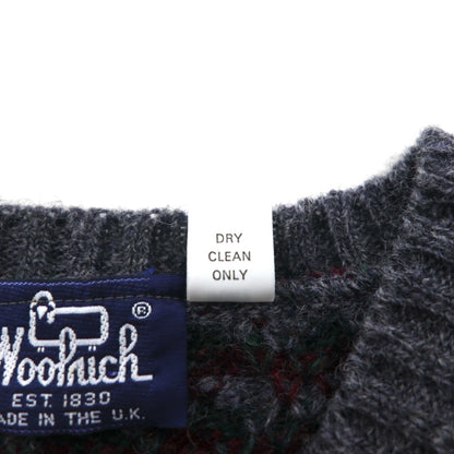 Woolrich 1980s British-made V-neck wide knit vest, size XL, grey wool