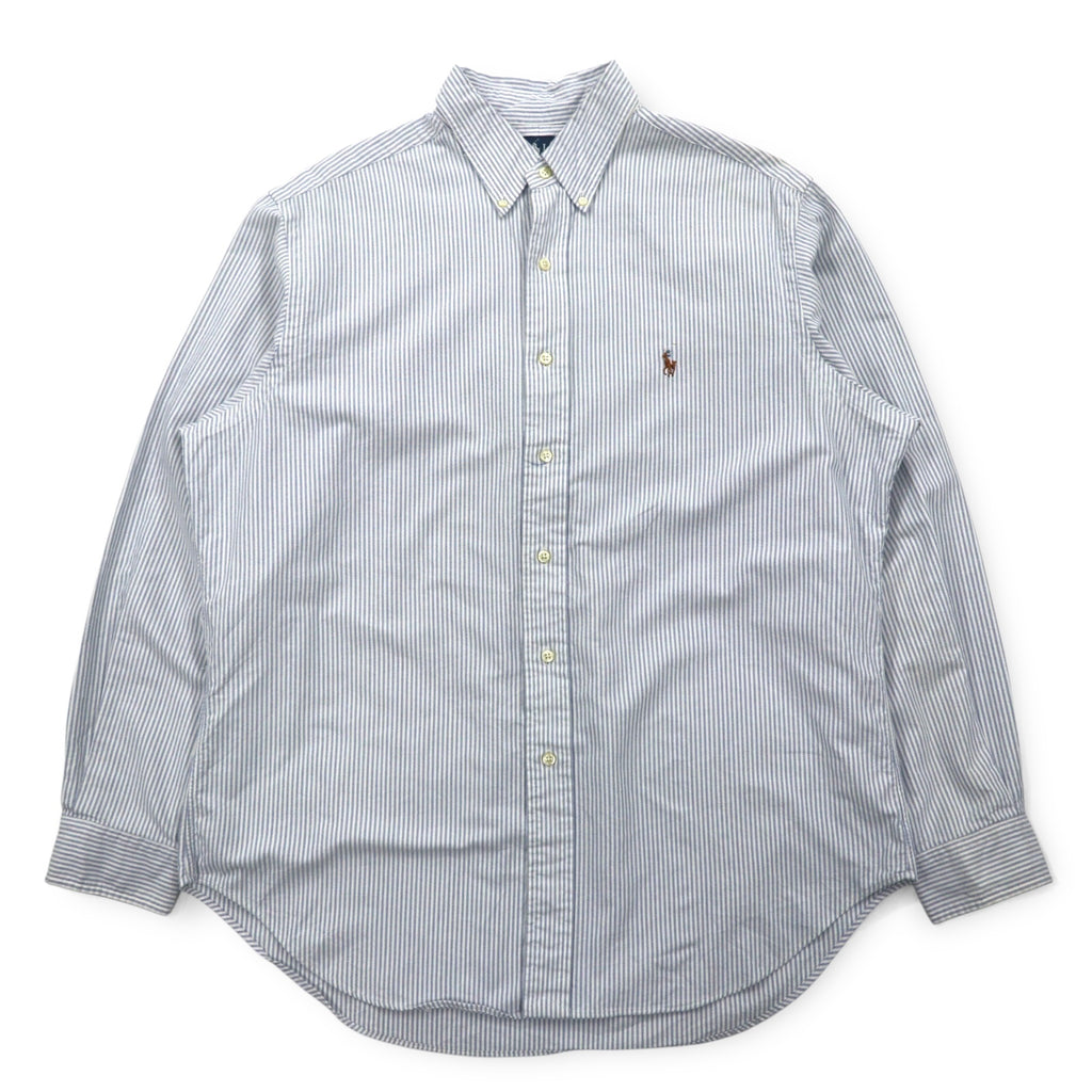 Ralph Lauren 90s Classic Fit Oxford Button Down Shirt XL Blue White Stripes Small Pony Embroidery