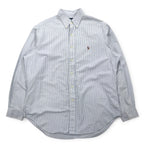 Ralph Lauren 90s Classic Fit Oxford Button Down Shirt XL Blue White Stripes Small Pony Embroidery