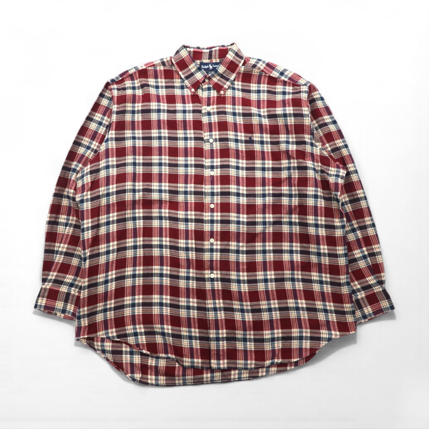 Ralph Lauren 90s Button-Down Flannel Shirt, Size XL, Red, Blaire Check, Small Pony Embroidery