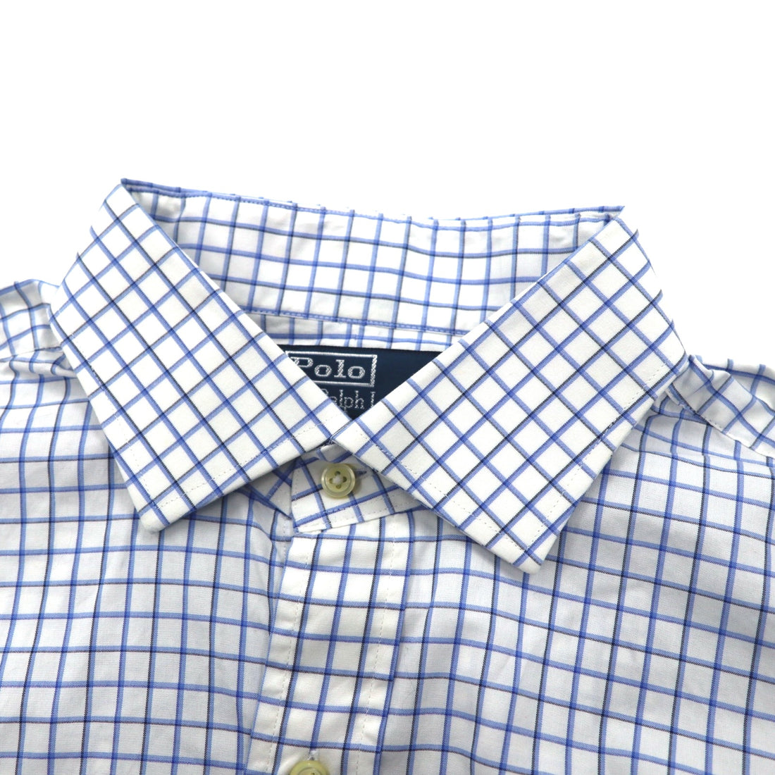 Polo by Ralph Lauren 90s REGENT Dress Shirt L White Blue Check Classic Fit
