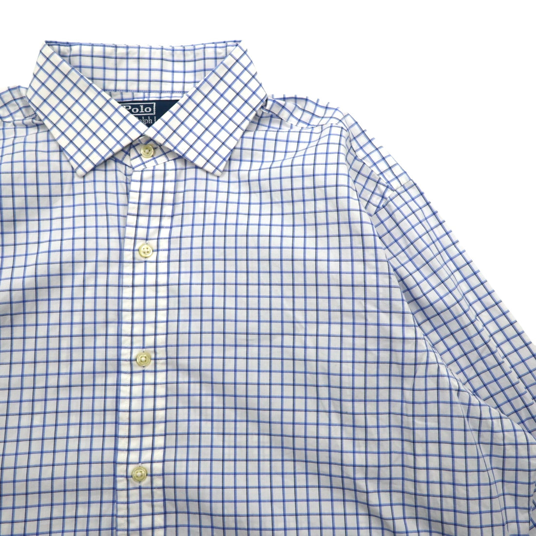Polo by Ralph Lauren 90s REGENT Dress Shirt L White Blue Check Classic Fit