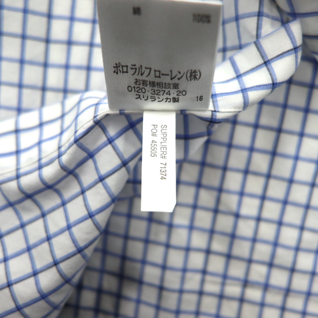 Polo by Ralph Lauren 90s REGENT Dress Shirt L White Blue Check Classic Fit