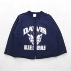 Hanes Remake Sweat Cardigan L Navy Cotton DAVIS BLUE DEVILS Made in Mexico