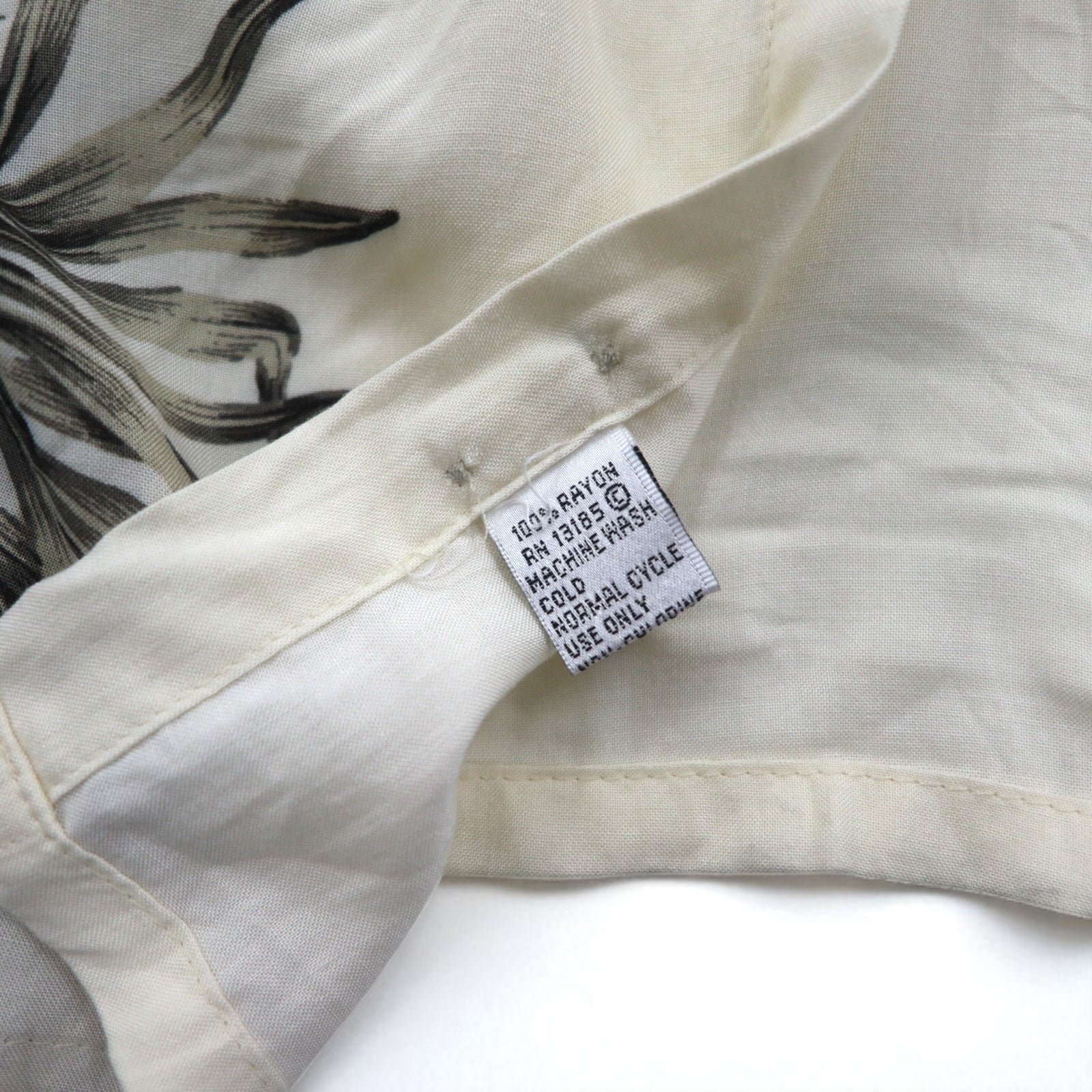 Pierre Cardin Aloha Shirt, XL, Black, White, Rayon, Hibiscus, Botanical