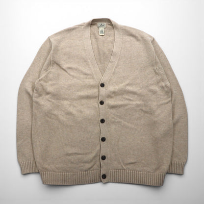 LLBean 90s Knit Cardigan, Size 2XL, Beige Cotton, V-Neck, KU39