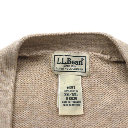 LLBean 90s Knit Cardigan, Size 2XL, Beige Cotton, V-Neck, KU39