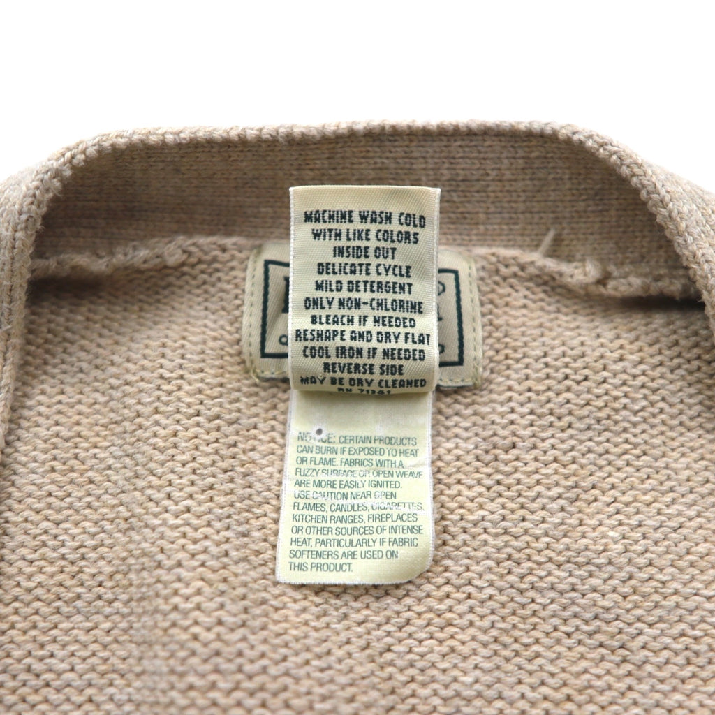 L.L.Bean 90年代 ニット カーディガン 2XL ベージュ コットン Vネック KU39