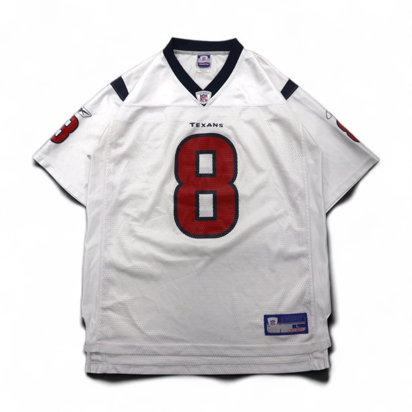 reebok ゲームシャツ L ホワイト ポリエステル メッシュ ナンバリング NFL TEXANS