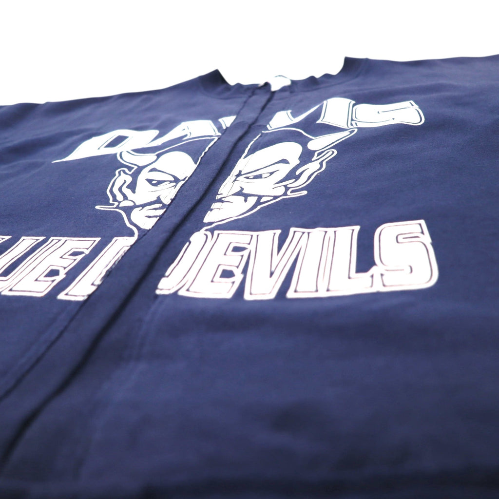 Hanes Remake Sweat Cardigan L Navy Cotton DAVIS BLUE DEVILS Made in Mexico