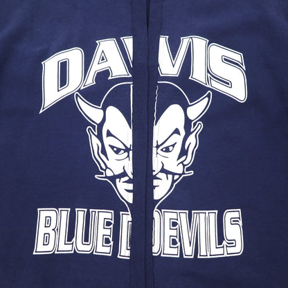 Hanes リメイク スウェット カーディガン L ネイビー コットン DAVIS BLUE DEVILS メキシコ製