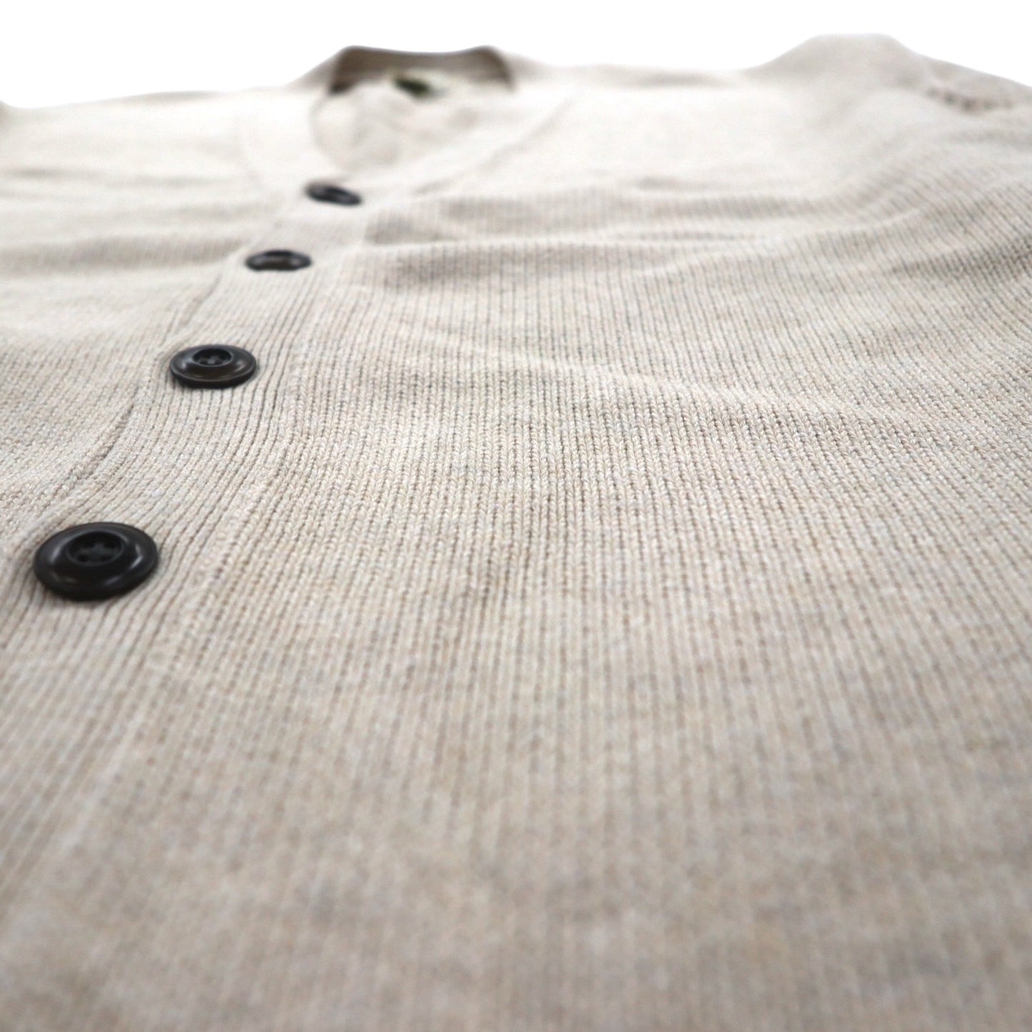 LLBean 90s Knit Cardigan, Size 2XL, Beige Cotton, V-Neck, KU39