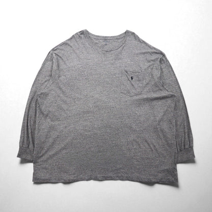 Polo Ralph Lauren Oversized Long Sleeve T-Shirt, Gray, Size 4XL, Chest Pocket, Small Pony Embroidery