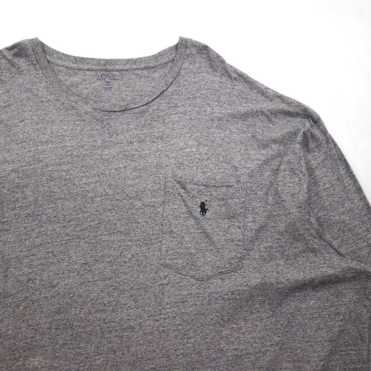 Polo Ralph Lauren Oversized Long Sleeve T-Shirt, Gray, Size 4XL, Chest Pocket, Small Pony Embroidery