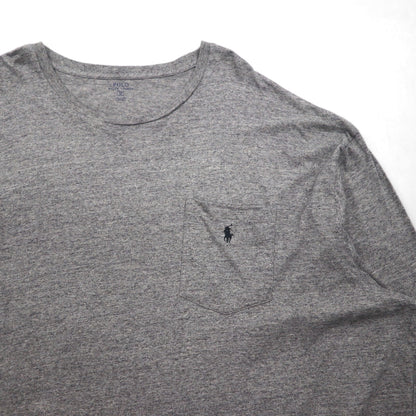 Polo Ralph Lauren Oversized Long Sleeve T-Shirt, Gray, Size 4XL, Chest Pocket, Small Pony Embroidery