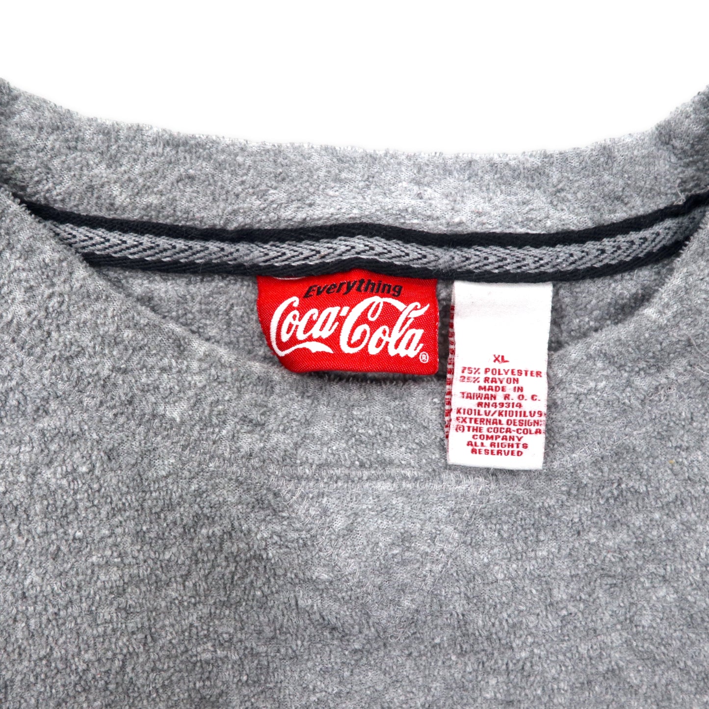 Coca Cola 90年代 パイル地 クルーネックスウェット XL グレー ポリエステル 刺繍 LAS VEGAS