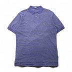Polo by Ralph Lauren 90s Striped Polo Shirt, XL, Blue Cotton, Pique, Small Pony Embroidery