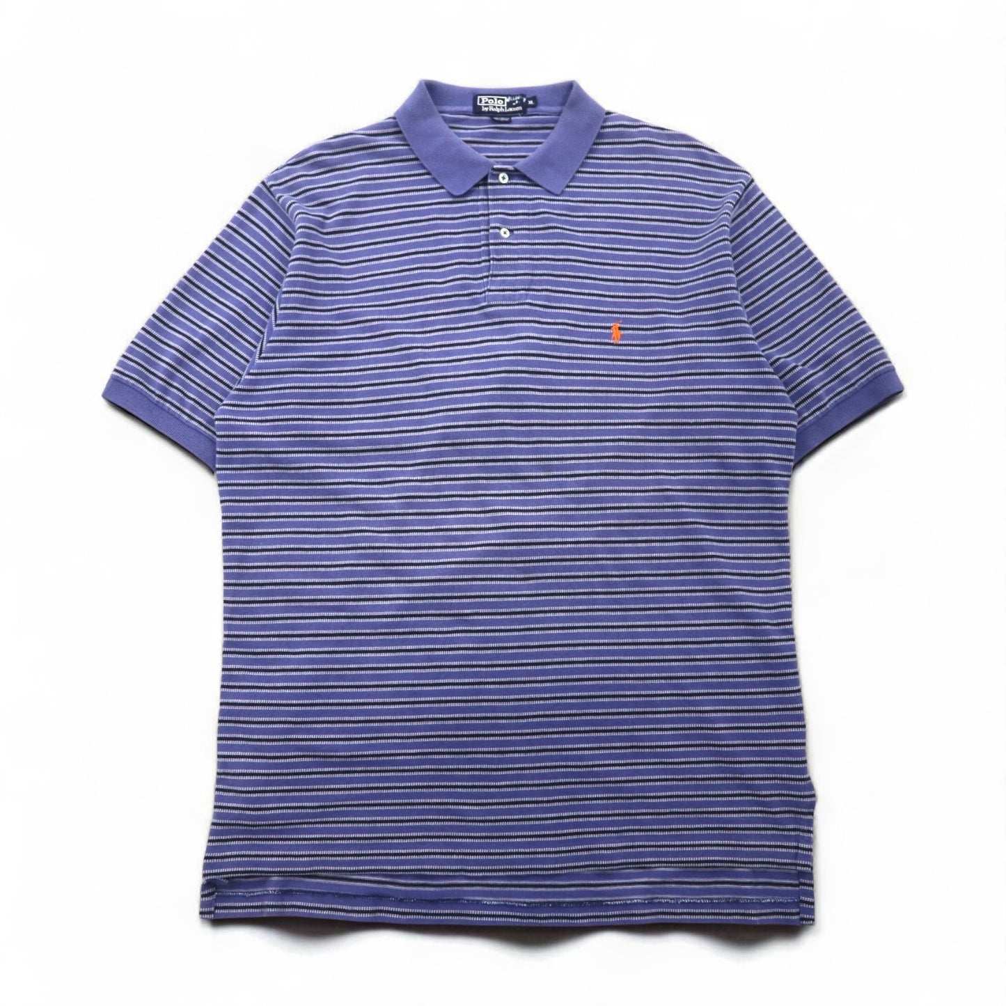 Polo by Ralph Lauren 90年代 ボーダー ポロシャツ XL ブルー コットン 鹿の子 スモールポニー刺繍