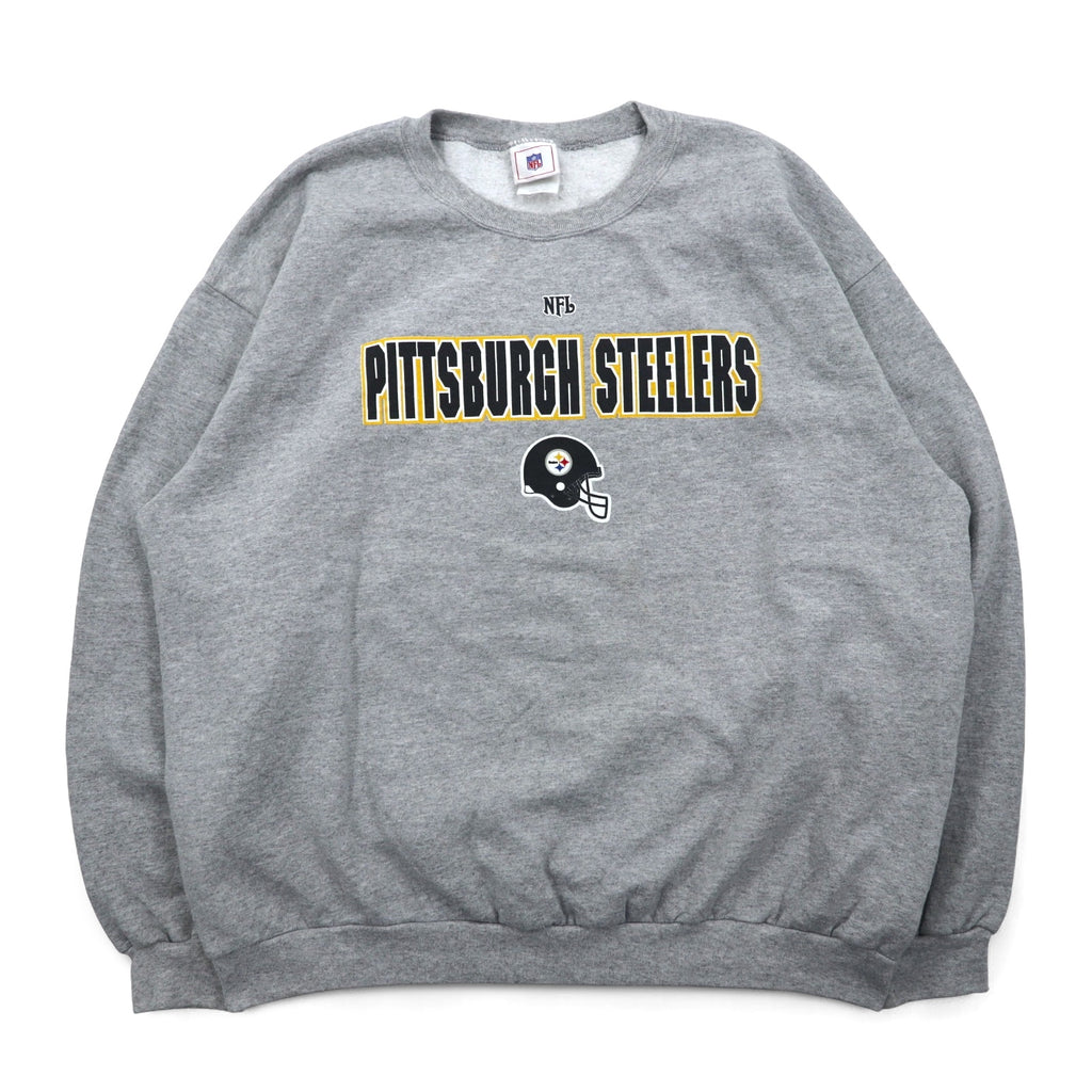 NFL 90s Crew Neck Sweatshirt XL Grey Print PITTSBURGH STEELERS Made in Mexico