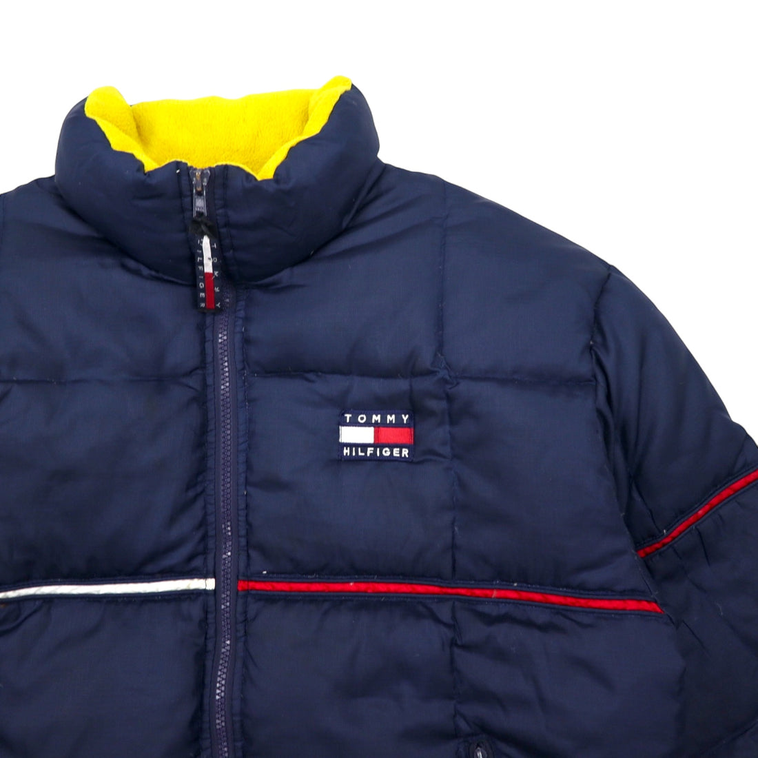 TOMMY HILFIGER 90s Down Jacket L Navy Nylon Flag Logo